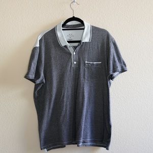 Armani Xchange Polo Shirt in light blue and dark grey. US XL